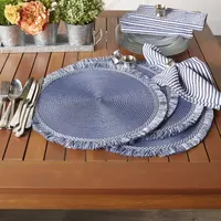 Design Imports Nautical Blue Round Fringed 6-pc. Placemats