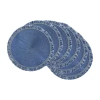 Design Imports Nautical Blue Round Fringed 6-pc. Placemats