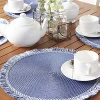 Design Imports Nautical Blue Round Fringed 6-pc. Placemats