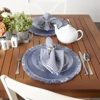 Design Imports Nautical Blue Round Fringed 6-pc. Placemats