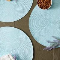 Design Imports Robbins Egg Blue Round Pp Woven 6-pc. Placemats