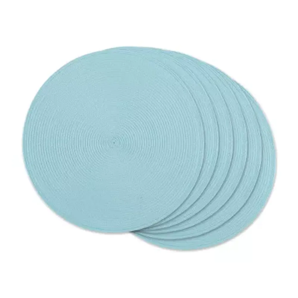 Design Imports Robbins Egg Blue Round Pp Woven 6-pc. Placemats