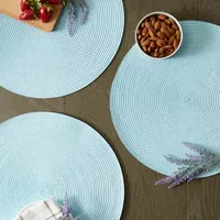 Design Imports Robbins Egg Blue Round Pp Woven 6-pc. Placemats