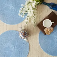 Design Imports Light Blue Floral Woven Round 6-pc. Placemats