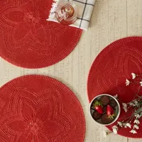 Design Imports Vintage Red Floral Woven Round 6-pc. Placemats