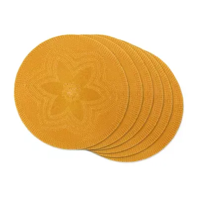 Design Imports Honey Gold Floral Woven Round 6-pc. Placemats