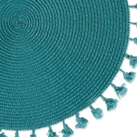 Design Imports Teal Tassel Woven Round 6-pc. Placemats