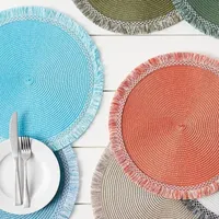 Design Imports Stone Round Fringed 6-pc. Placemats