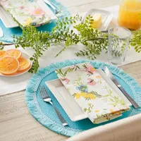 Design Imports Aqua Round Fringed 6-pc. Placemats