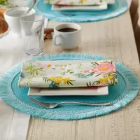 Design Imports Aqua Round Fringed 6-pc. Placemats