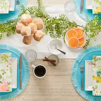 Design Imports Aqua Round Fringed 6-pc. Placemats