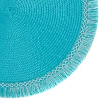 Design Imports Aqua Round Fringed 6-pc. Placemats