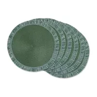 Design Imports Dark Green Round Fringed 6-pc. Placemats