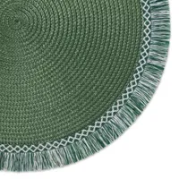Design Imports Dark Green Round Fringed 6-pc. Placemats