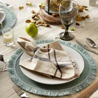 Design Imports Dark Green Round Fringed 6-pc. Placemats