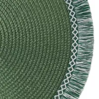 Design Imports Dark Green Round Fringed 6-pc. Placemats