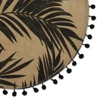 Design Imports Black Fern Print On Natural Round Jute 6-pc.Placemats