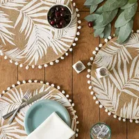 Design Imports White Fern Round Jute 6-pc. Placemats