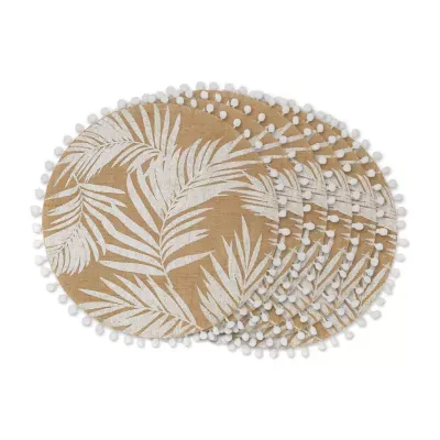 Design Imports White Fern Round Jute 6-pc. Placemats