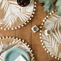 Design Imports White Fern Round Jute 6-pc. Placemats