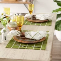 Design Imports Ventana Green Check 6-pc. Table Linen Sets