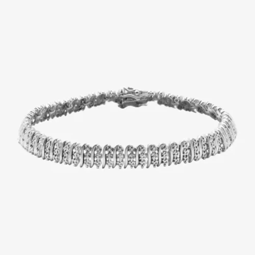 Sparkle Allure Diamond Accent Pure Silver Over Bronze 7.25 Inch Tennis Bracelet