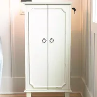 Hives And Honey Cabby Lockable White Jewelry Armoire