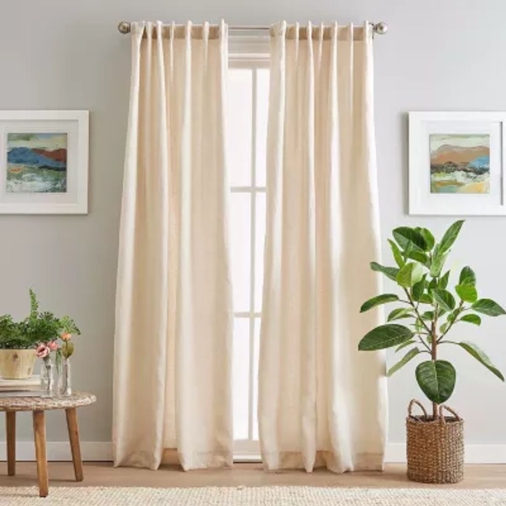 CHF 100% Linen Light-Filtering Back Tab Set of 2 Curtain Panel