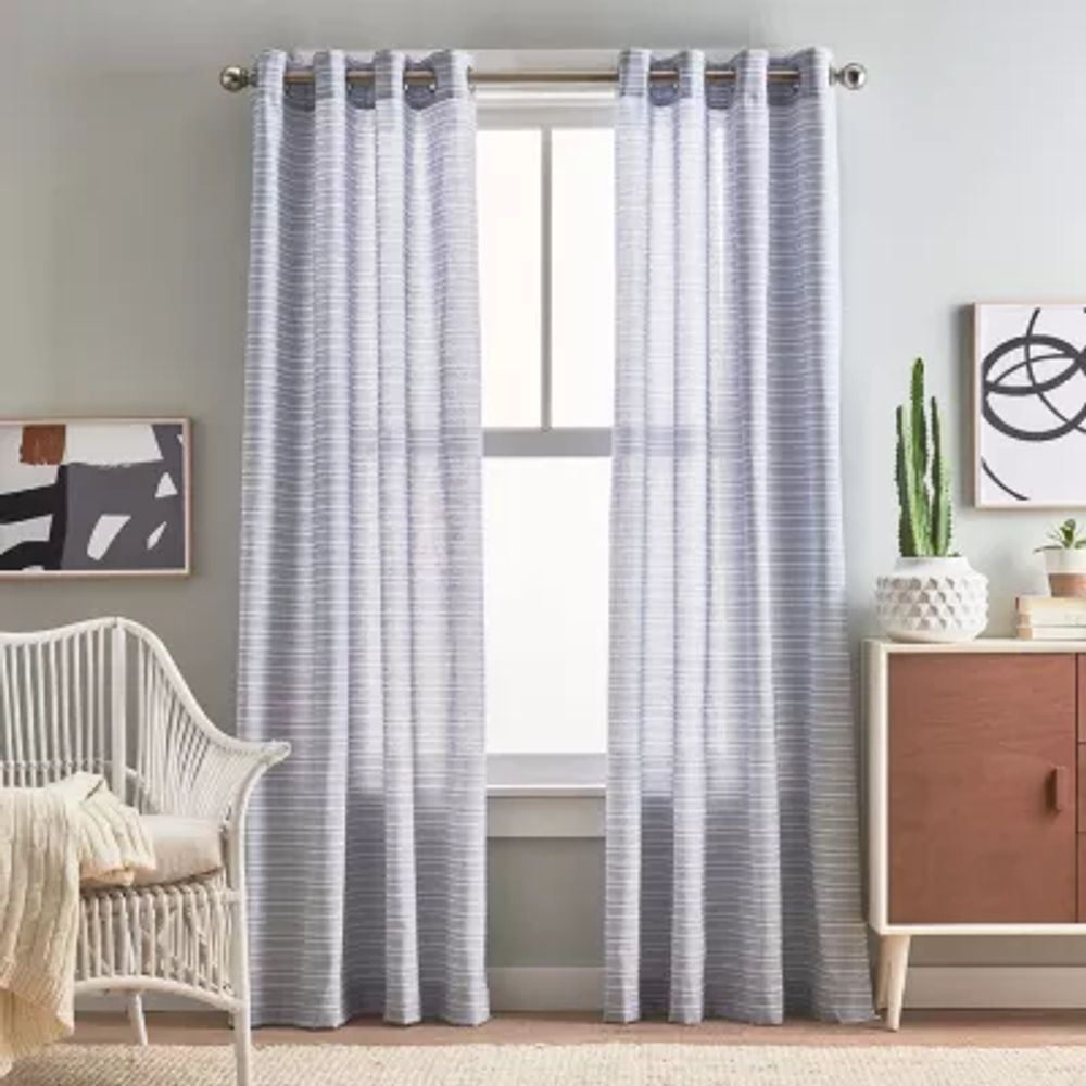 CHF Cargo Stripe Light-Filtering Grommet Top Set of 2 Curtain Panel