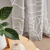 CHF Chenille Rose Embroidered Light-Filtering Rod Pocket Set of 2 Curtain Panel