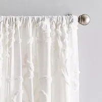 CHF Gates Tufted Chenille Embroidered Light-Filtering Rod Pocket Set of 2 Curtain Panel