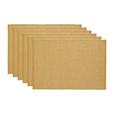 Design Imports Honey Gold & White 2-Tone Ribbed 6-pc. Placemats