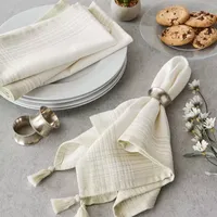 Design Imports Natural Stripe With Tassel 6-pc. Napkins