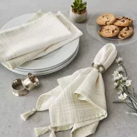 Design Imports Natural Stripe With Tassel 6-pc. Napkins