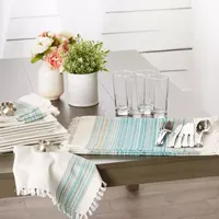 Design Imports Teal Blue Striped Fringed 6-pc. Napkins