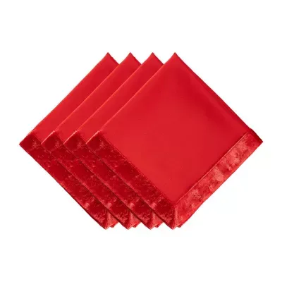 Design Imports Red Velvet Trimmed 4-pc. Napkins