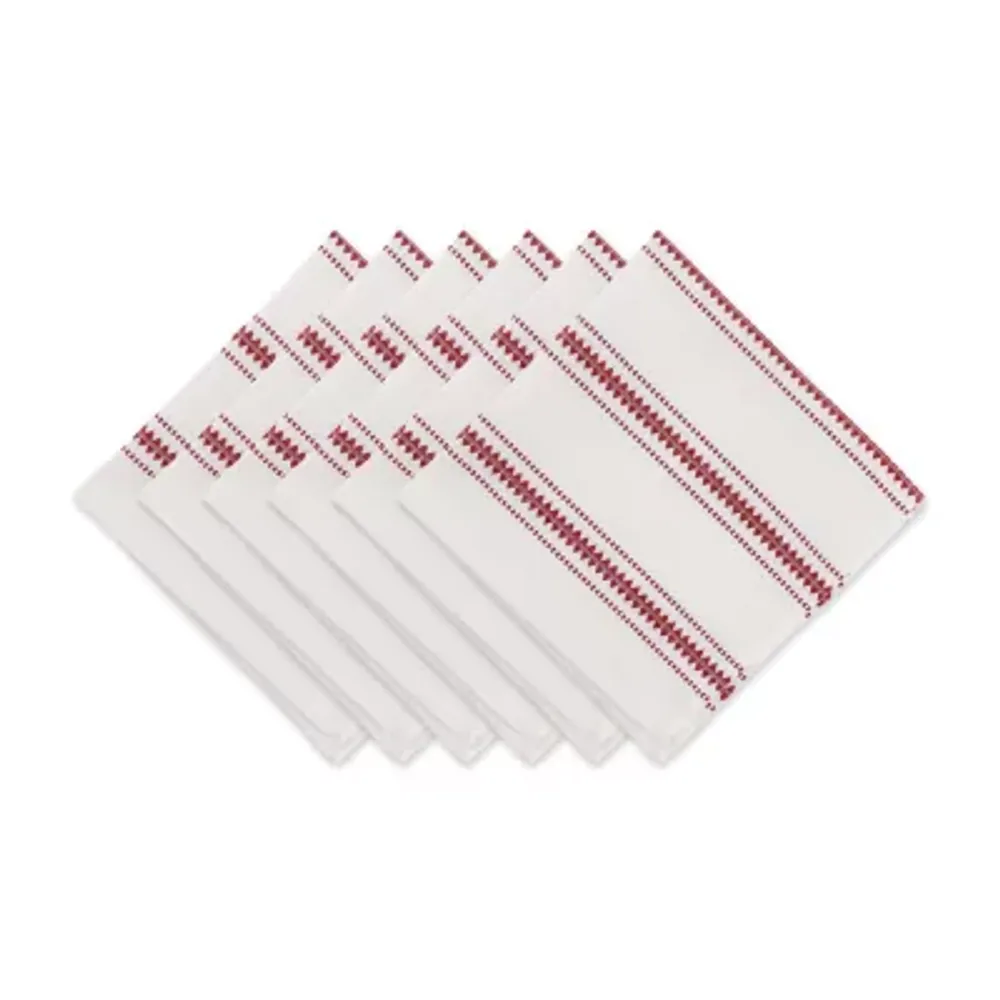 Design Imports Barn Red Zig Dobby Stripe 6-pc. Napkins