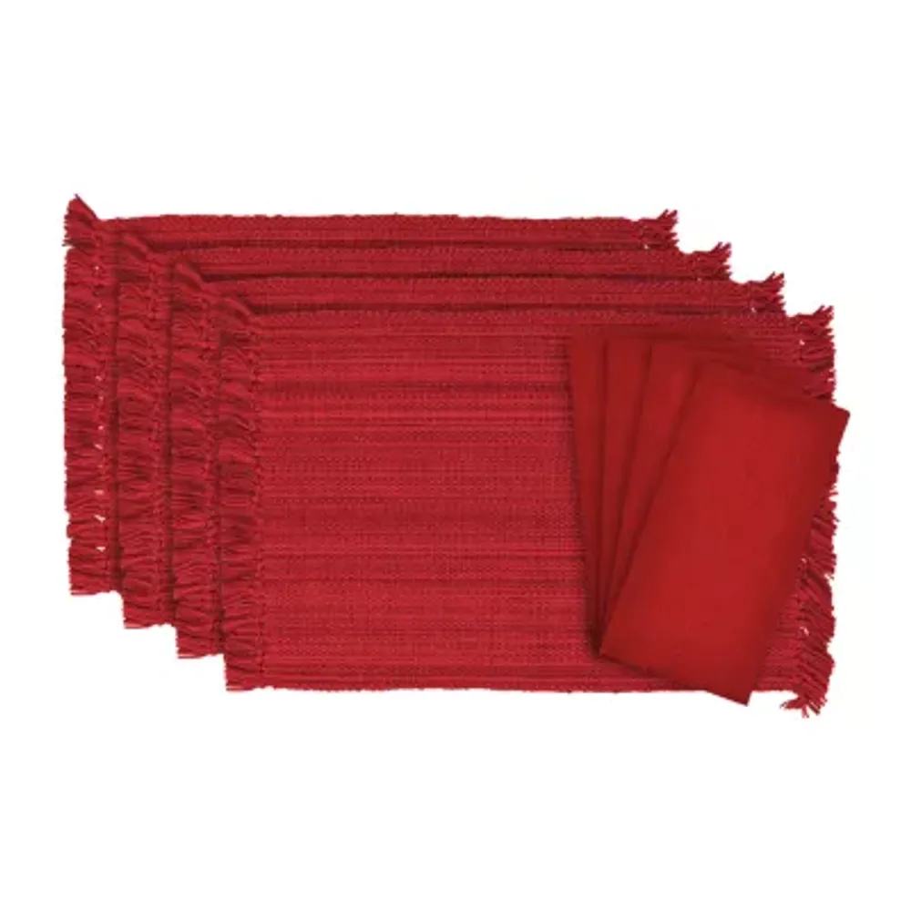 Design Imports Tango Red Fringe 8-pc. Placemats & Napkin Set