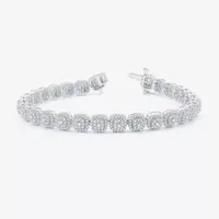 (H-I / I1) 4 CT. T.W. Lab Grown White Diamond 10K White Gold Cushion 7.5 Inch Tennis Bracelet