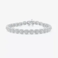 (H-I / I1) 4 CT. T.W. Lab Grown White Diamond 10K White Gold Cushion 7.5 Inch Tennis Bracelet