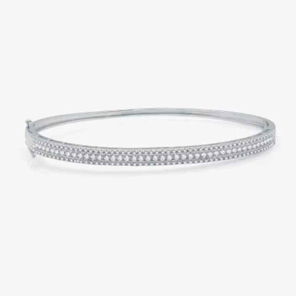 (H-I / I1) Womens 1 1/4 CT. T.W. Lab Grown White Diamond 10K White Gold Bangle Bracelet