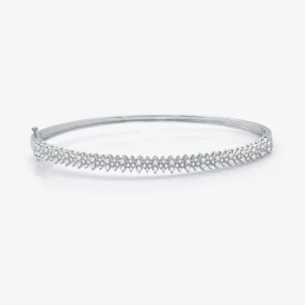 H-I / I1) 1 1/4 CT. T.W. Lab Grown White Diamond 10K White Gold Bangle Bracelet