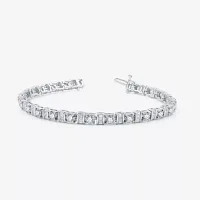 4 CT. T.W. Natural White Diamond 10K White Gold 7.5 Inch Tennis Bracelet