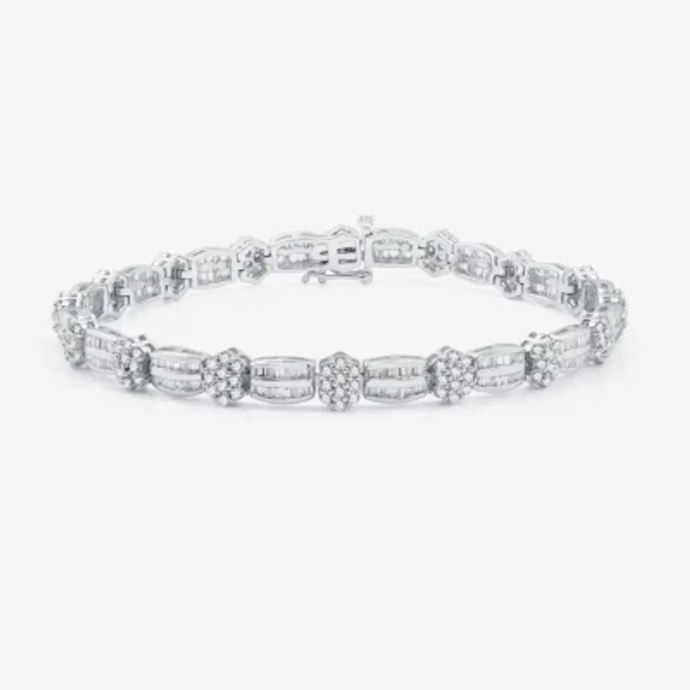 Diamond Blossom 4 CT. T.W. Natural White Diamond 10K White Gold 7.5 Inch Tennis Bracelet