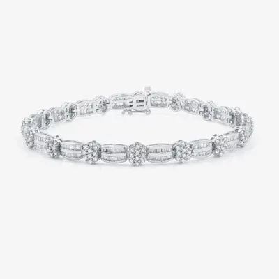 Diamond Blossom 4 CT. T.W. Natural White Diamond 10K White Gold 7.5 Inch Tennis Bracelet