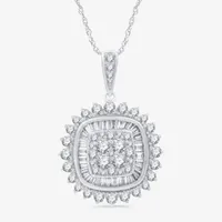 (H-I / I1) Womens 2 CT. T.W. Lab Grown White Diamond 10K White Gold Cushion Pendant Necklace