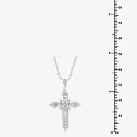 (H-I / I1) Womens 1 CT. T.W. Lab Grown White Diamond 10K White Gold Cross Pendant Necklace