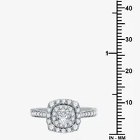 Signature By Modern Bride (H-I / I1) Womens 1 CT. T.W. Lab Grown White Diamond 10K Gold Cushion Side Stone Halo Engagement Ring