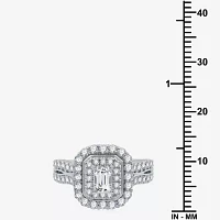 Signature By Modern Bride (H-I / I1) Womens 1 1/2 CT. T.W. Lab Grown White Diamond 10K Gold Side Stone Halo Engagement Ring