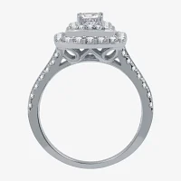 Signature By Modern Bride (H-I / I1) Womens 1 1/2 CT. T.W. Lab Grown White Diamond 10K Gold Side Stone Halo Engagement Ring